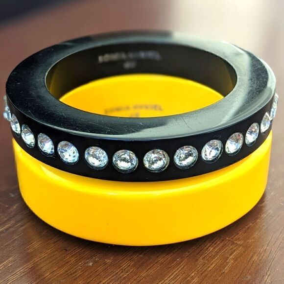 Sonia Rykiel Yellow and Black Bangle Bracelet - Picture 2 of 11